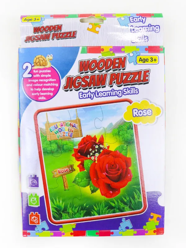 2 in 1 Wooden Jigsaw Puzzle Onion   Rose