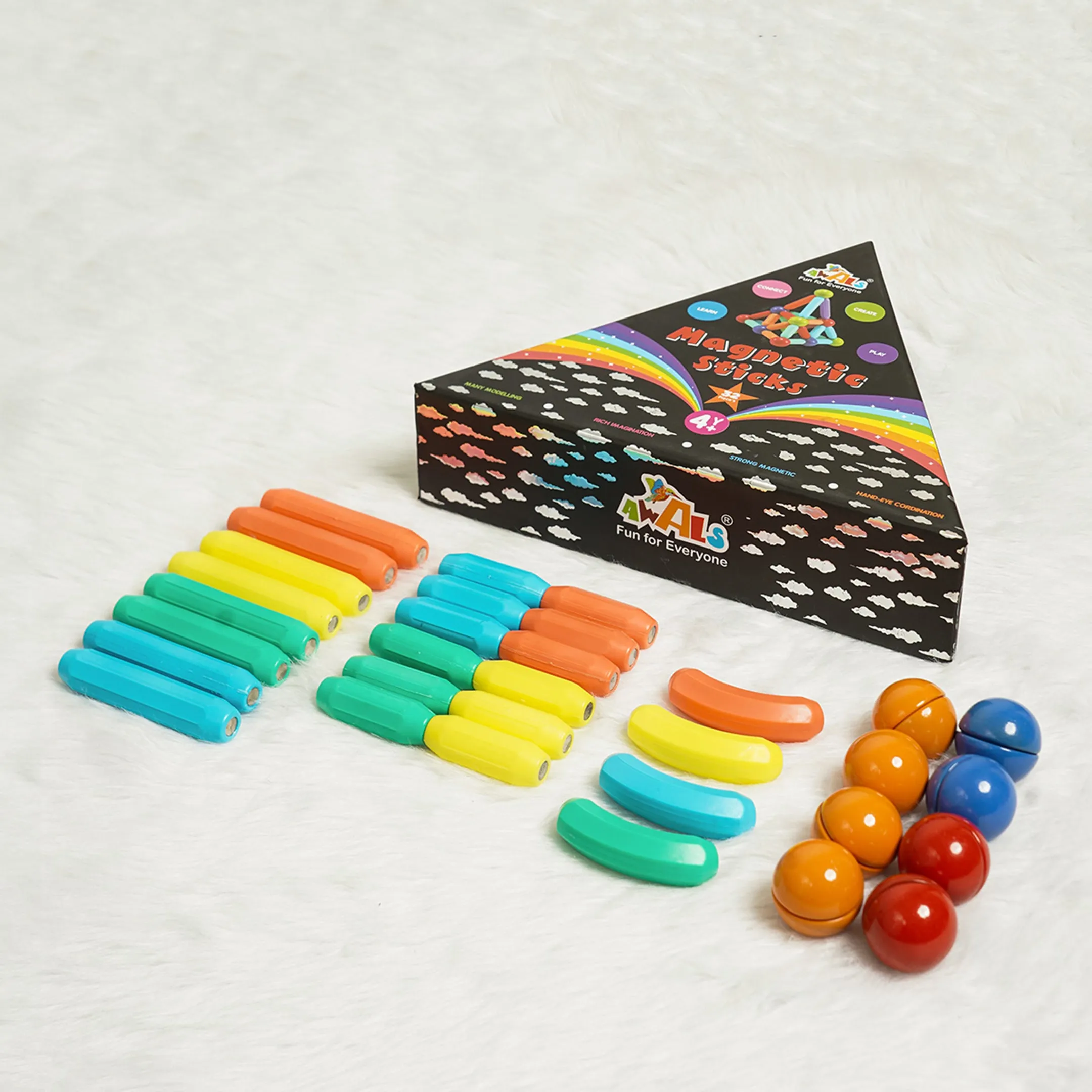 32 Pcs Magnetic Stick Blocks - Connect, Create, Learn and Play