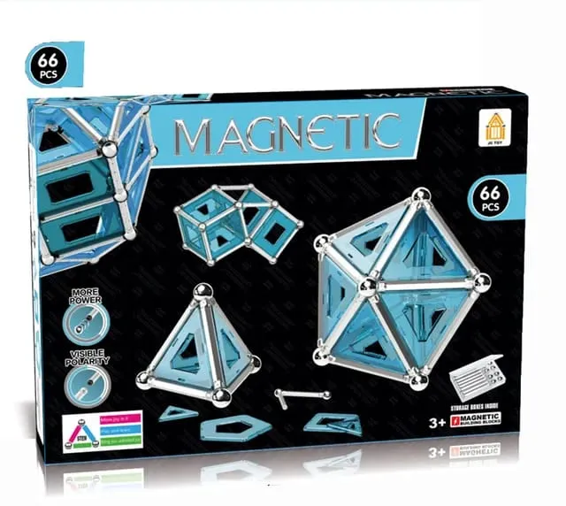 3D Crystal Magnetic Stick Puzzle Assembled Building Blocks - 66 pieces