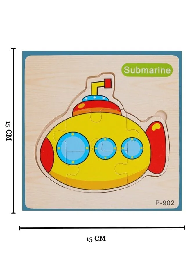 3D Wooden Jigsaw Puzzle Early Learning Toy for Children, Vehicle set, Submarine