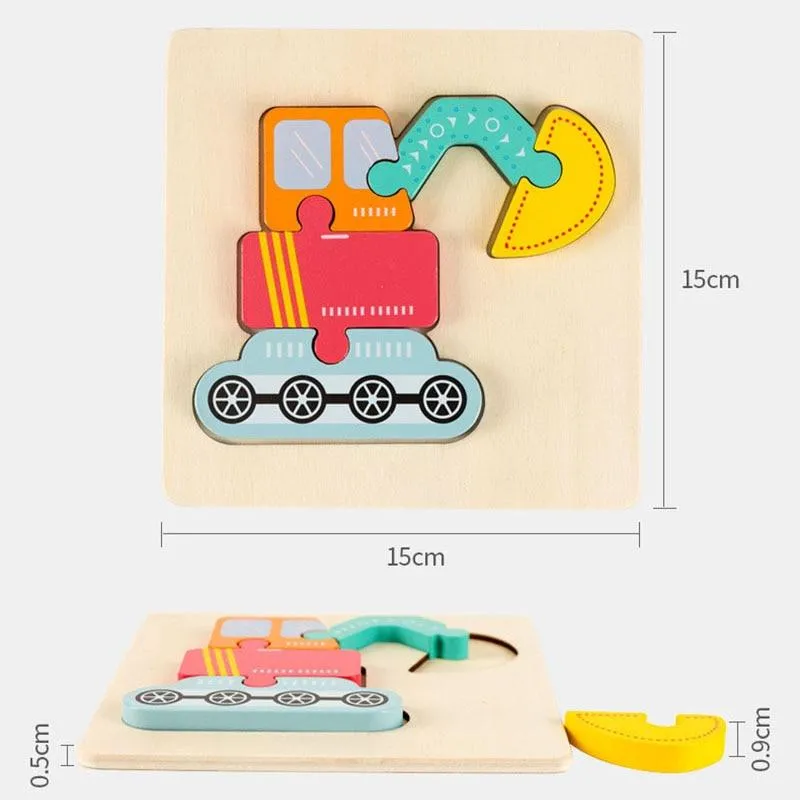 3D Wooden Puzzle Baby Toys Toddlers Children Early Educational Cartoon Animal Intelligence Puzzle Jigsaw High Quality