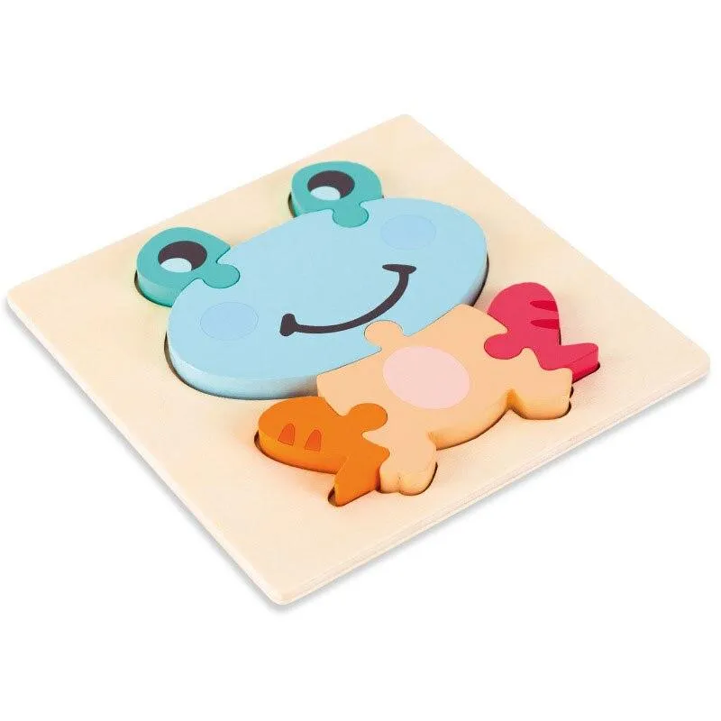 3D Wooden Puzzle Baby Toys Toddlers Children Early Educational Cartoon Animal Intelligence Puzzle Jigsaw High Quality