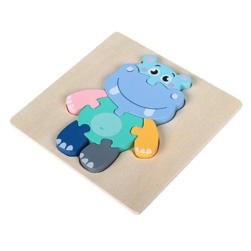 3D Wooden Puzzle Baby Toys Toddlers Children Early Educational Cartoon Animal Intelligence Puzzle Jigsaw High Quality