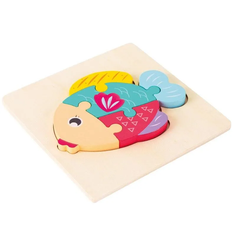 3D Wooden Puzzle Baby Toys Toddlers Children Early Educational Cartoon Animal Intelligence Puzzle Jigsaw High Quality