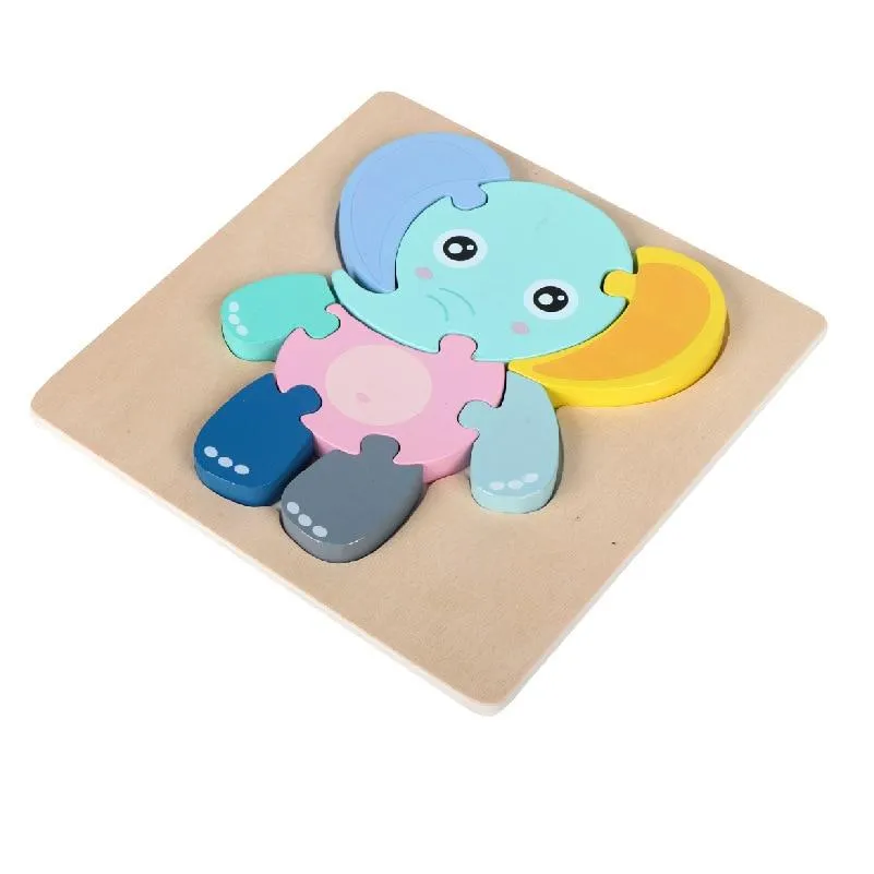 3D Wooden Puzzle Baby Toys Toddlers Children Early Educational Cartoon Animal Intelligence Puzzle Jigsaw High Quality