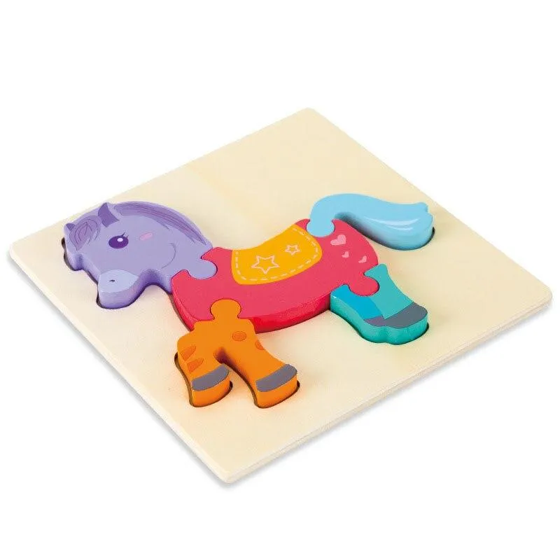 3D Wooden Puzzle Baby Toys Toddlers Children Early Educational Cartoon Animal Intelligence Puzzle Jigsaw High Quality