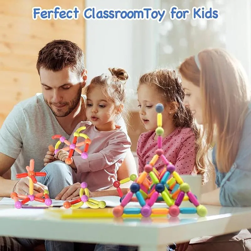 64 Magnetic Building Stick For Kids Early Learning & Development