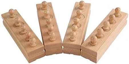 Adena Montessori Mini-Cylinder Block (Set of 4) Materials Sensorial Educational Tools Preschool Early Montessori Toys for Toddlers