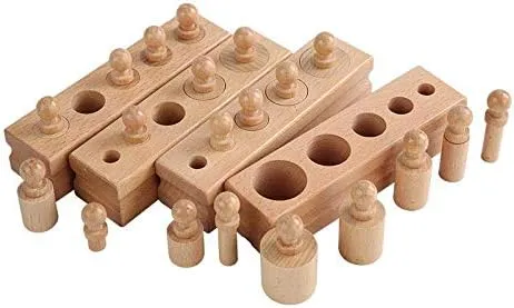 Adena Montessori Mini-Cylinder Block (Set of 4) Materials Sensorial Educational Tools Preschool Early Montessori Toys for Toddlers