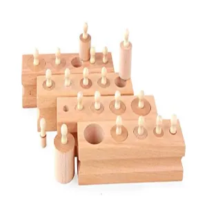 Adena Montessori Mini-Cylinder Block (Set of 4) Materials Sensorial Educational Tools Preschool Early Montessori Toys for Toddlers