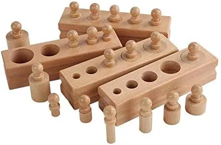 Adena Montessori Mini-Cylinder Block (Set of 4) Materials Sensorial Educational Tools Preschool Early Montessori Toys for Toddlers