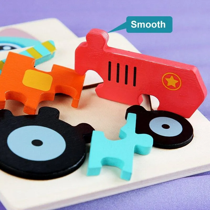 Baby Toys 3D Wooden Puzzle Cartoon Animals Cognitive Jigsaw Puzzle Early Learning Educational Toys for Children Gifts