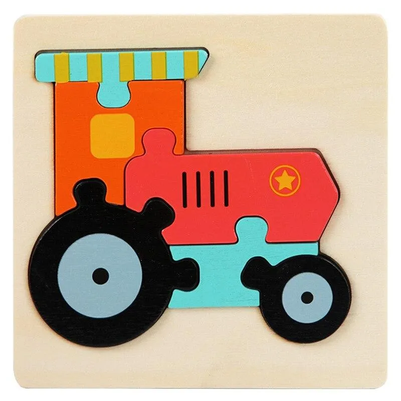 Baby Toys 3D Wooden Puzzle Cartoon Animals Cognitive Jigsaw Puzzle Early Learning Educational Toys for Children Gifts