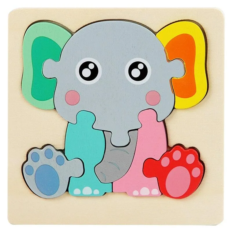 Baby Toys 3D Wooden Puzzle Cartoon Animals Cognitive Jigsaw Puzzle Early Learning Educational Toys for Children Gifts