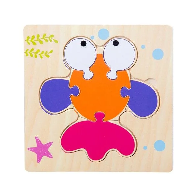 Baby Toys 3D Wooden Puzzle Cartoon Animals Cognitive Jigsaw Puzzle Early Learning Educational Toys for Children Gifts