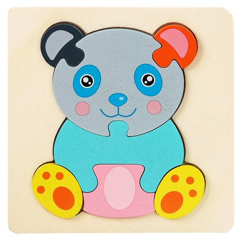 Baby Toys 3D Wooden Puzzle Cartoon Animals Cognitive Jigsaw Puzzle Early Learning Educational Toys for Children Gifts