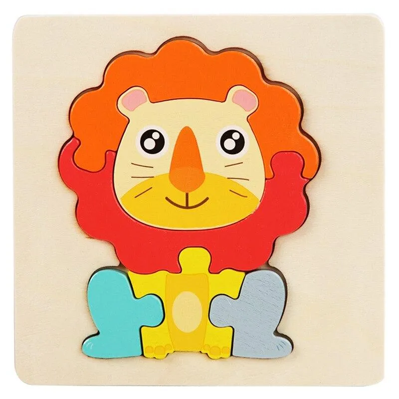 Baby Toys 3D Wooden Puzzle Cartoon Animals Cognitive Jigsaw Puzzle Early Learning Educational Toys for Children Gifts