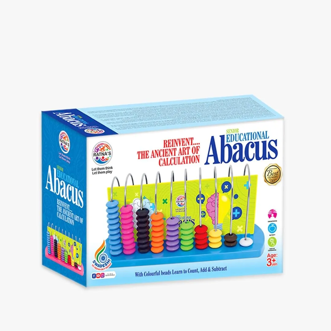 BKDT Marketing Educational Abacus 10 Rods for Kids Early Math Skills for Kids to Learn to Count, Add & Subtract with Colourful Beads - Mathematics Tool kit -Abacus Toys for Kids (Abacus 10 Rods)