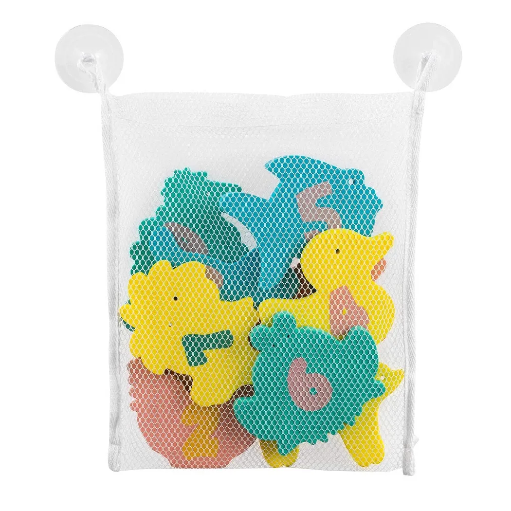 ClevaMama Baby Bath Foam Toys with Tidy Bag (Multi-Coloured)