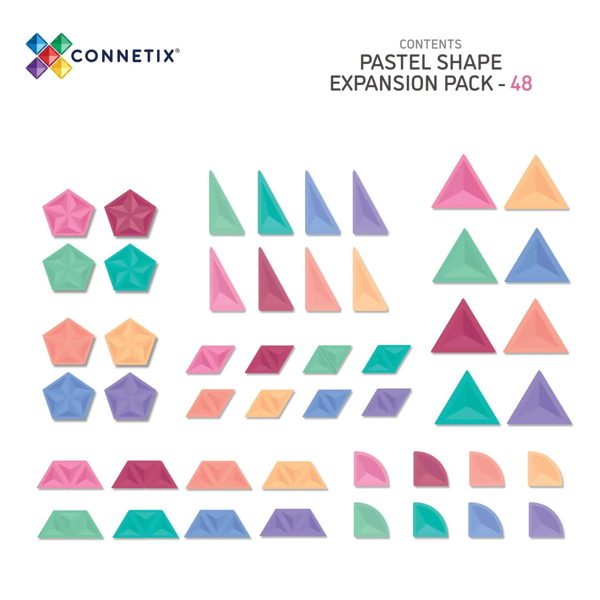 Connetix Tiles Pastel expansion set Pack EU | 48 pieces