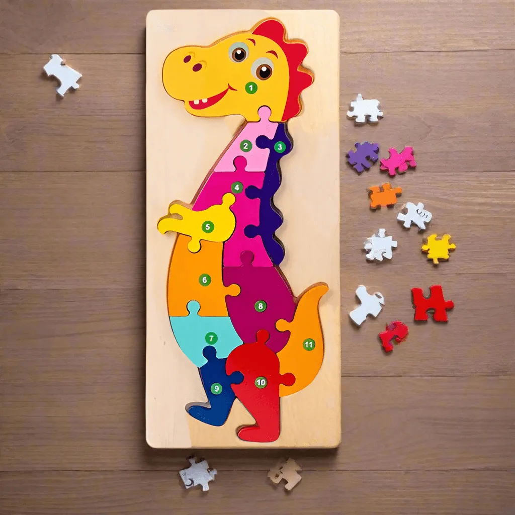 Engaging Animal & Vehicle Themed Wooden Puzzles: Colorful Educational Toy for Toddler Development