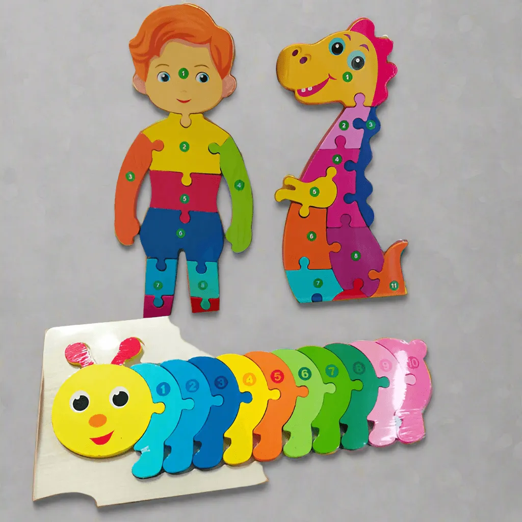 Engaging Animal & Vehicle Themed Wooden Puzzles: Colorful Educational Toy for Toddler Development