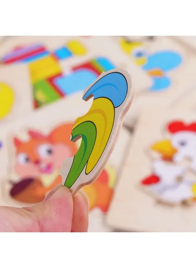 Jigsaw 3D Wooden Puzzle Toys Cartoon Animals Traffic Cards Intelligence Early Learning Toy for Children Animal Set Sheep