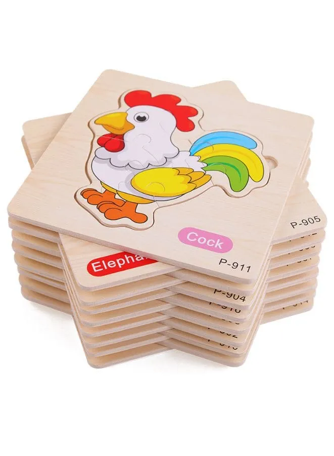 Jigsaw 3D Wooden Puzzle Toys Cartoon Animals Traffic Cards Intelligence Early Learning Toy for Children Animal Set Sheep