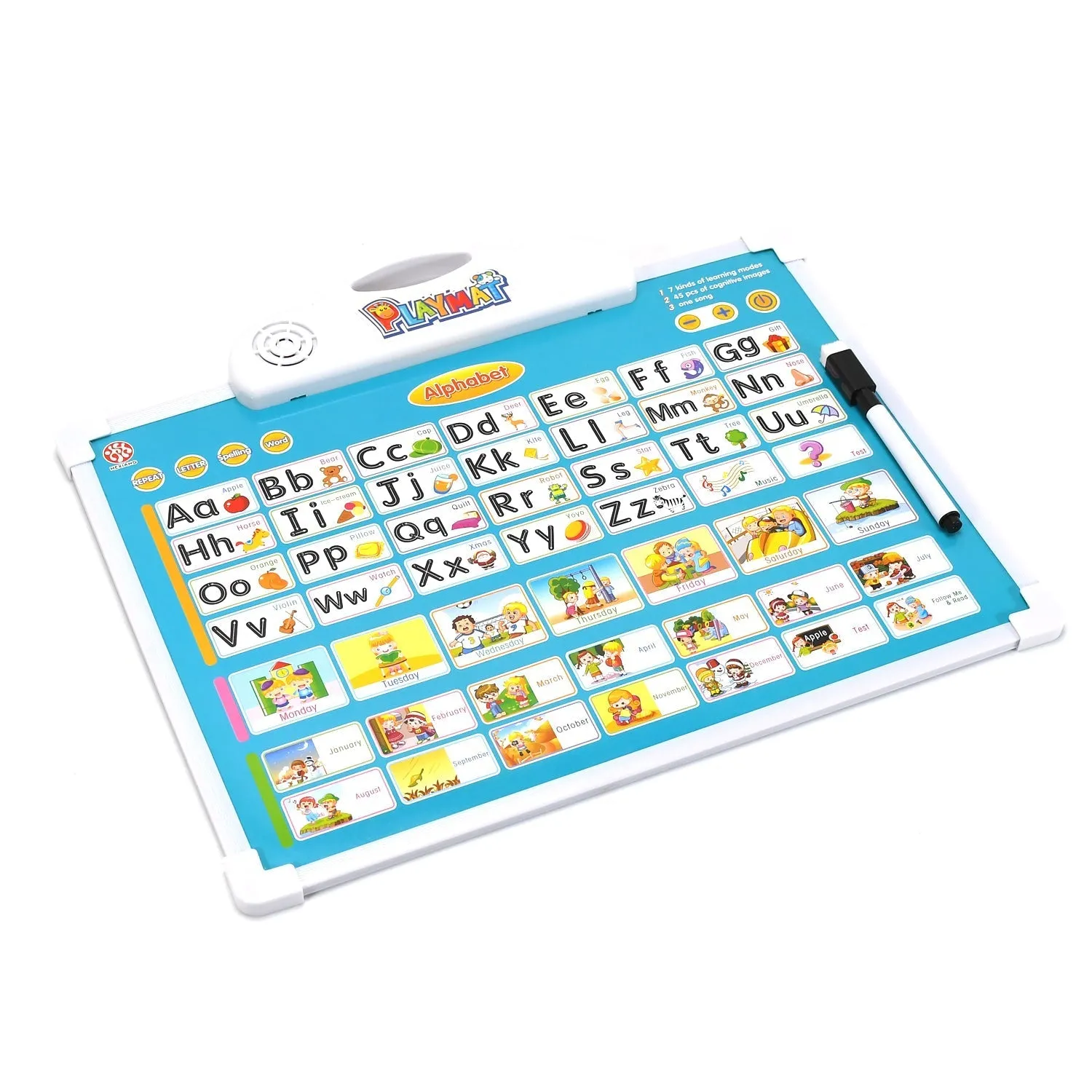 Learning Board 2in1 - Educational PAD for Kids Musical Board for Alphabet ABC Learning Toy Play Mat & Drawing with One Doodle Pen