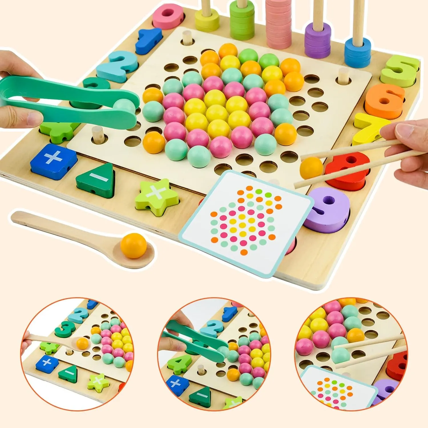 Magicwand 13-in-1 Wooden Puzzle Counting Sorting Stacking Art Clip Beads Fishing Chess Game