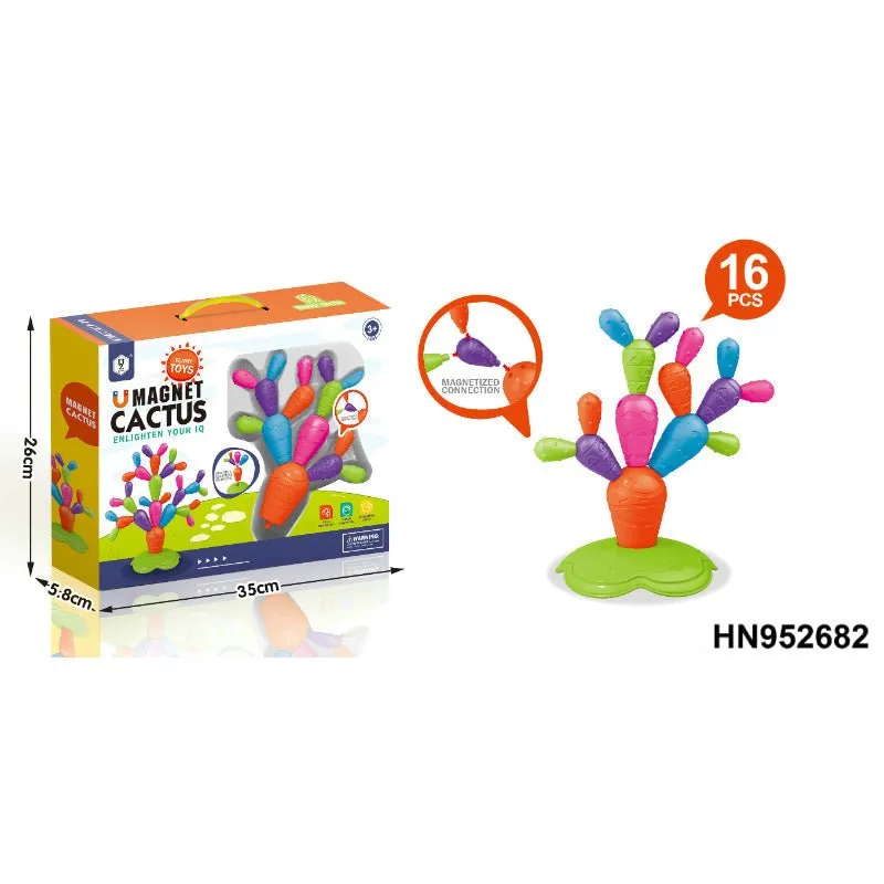 Magnetic Cactus shaped Matching Block | 16 Pcs