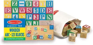 Melissa & Doug Wooden ABC/123 Blocks - 50 Alphabet and 123 Blocks, Great For Foddler and Preschooler