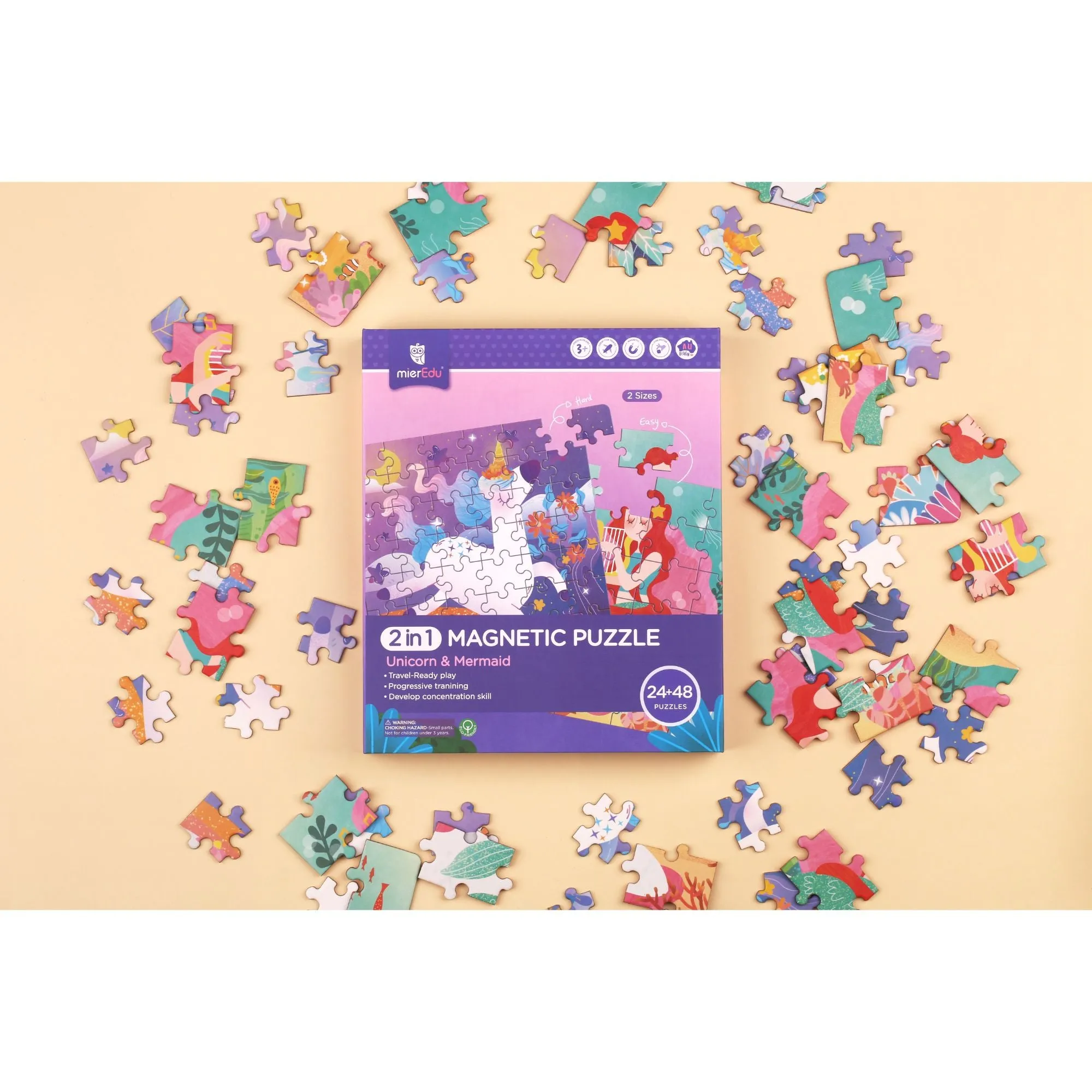 MierEdu 2-In-1 Magnetic Puzzles - Unicorn & Mermaid