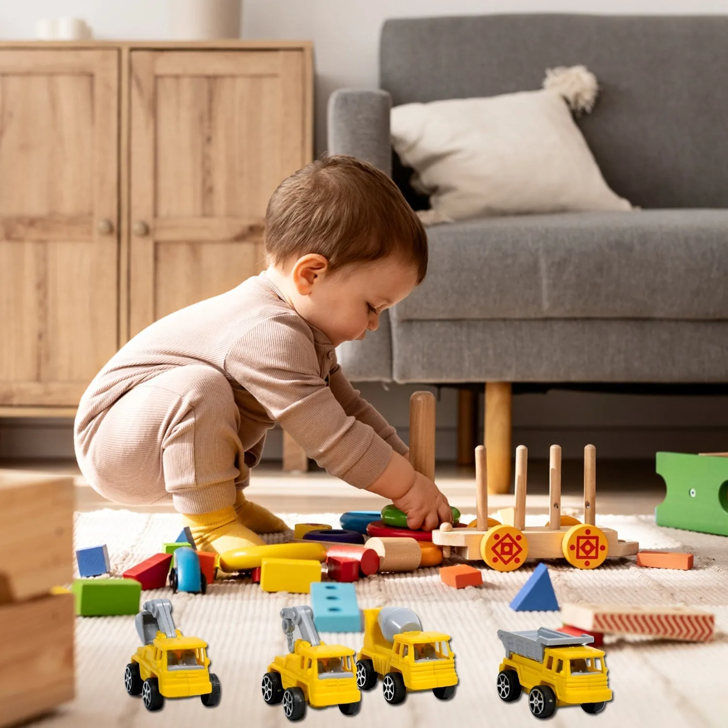 Mini Construction Toy Construction Truck Toys Construction Vehicles Alloy Truck Head, Excavator Digger Bulldozer Crane Toy For Boy Girl Toddler Gifts