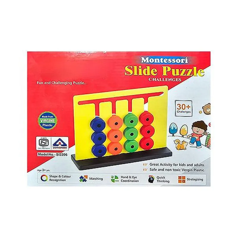 Montessori Slide Puzzle Fun Brain Toy 12 Piece Wheel Block - Multicolor