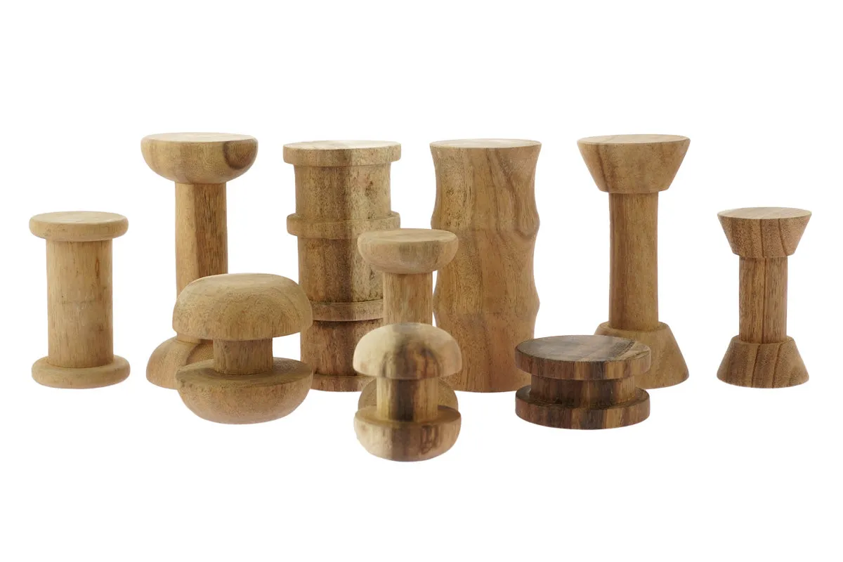 Papoose Toys Wooden Spool Shape Set