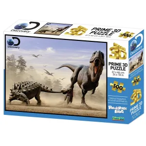 Prime 3D Super 3D 500 Piece 3D Puzzle Prehistoric Era Daspletosaurus Vs Euoplocephalus