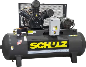 Schulz V-Series Air Compressor 15 HP 120 gal. 2-Stage 208-230V 3-Phase Horizontal New