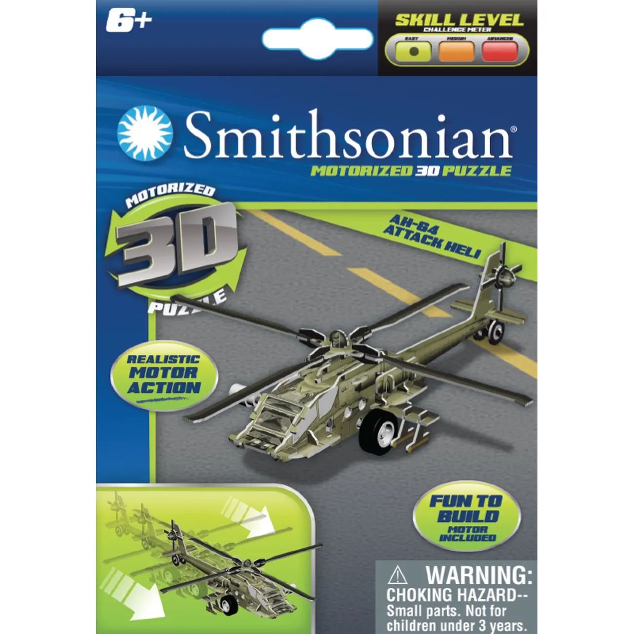 Smithsonian Motorized 3D Puzzle Flight Ah-64 Attack Helicopter