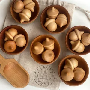 Taylored Toys - Jeu de Tri Montessori - Noisette||Taylored Toys - Montessori Wood Acorn Sorting Game