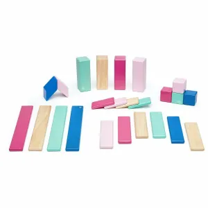 Tegu 24 Piece Magnetic Wooden Block Set: Blossom