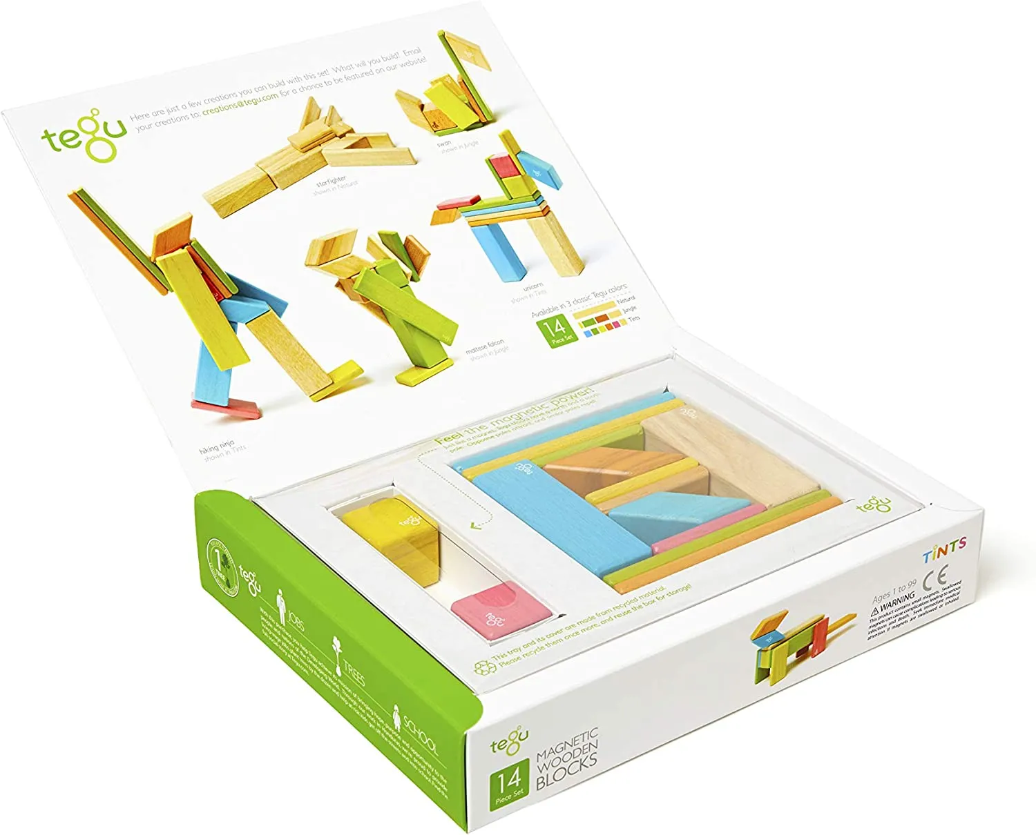 Tegu Tints 14 Piece Magnetic Wooden Blocks