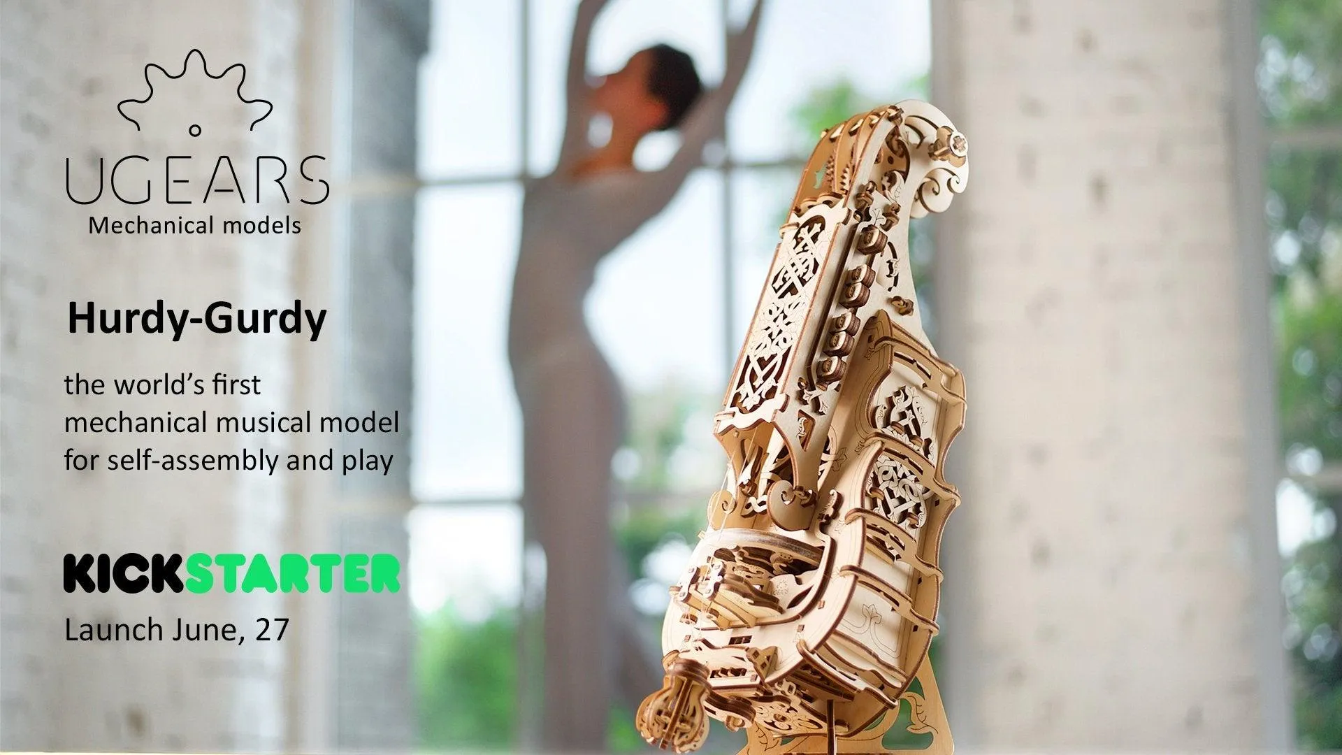 UGears 3D Mechanical Hurdy-Gurdy Musical Instrument Kit