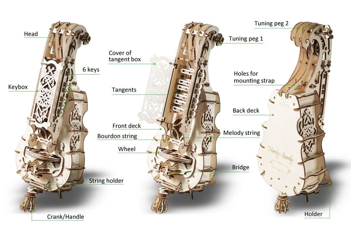 UGears 3D Mechanical Hurdy-Gurdy Musical Instrument Kit