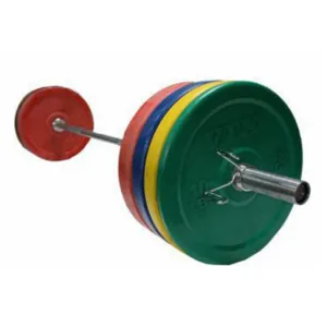 VTX Colored 275 lb. Olympic Bumper Plate Barbell Set