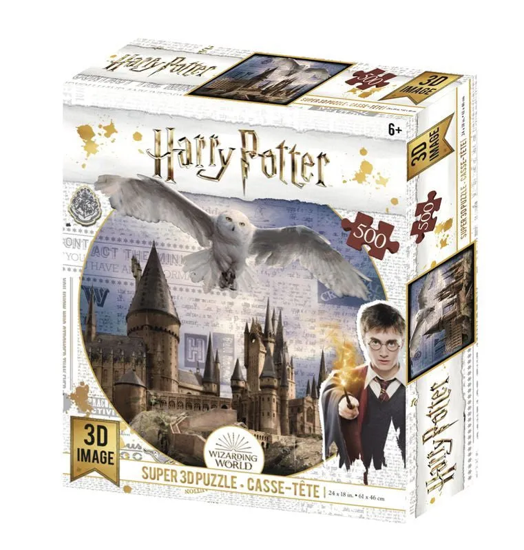 Wizarding World Prime Harry Potter Hedwig Flying Over Hogwarts Super 3D 500 Piece Puzzle